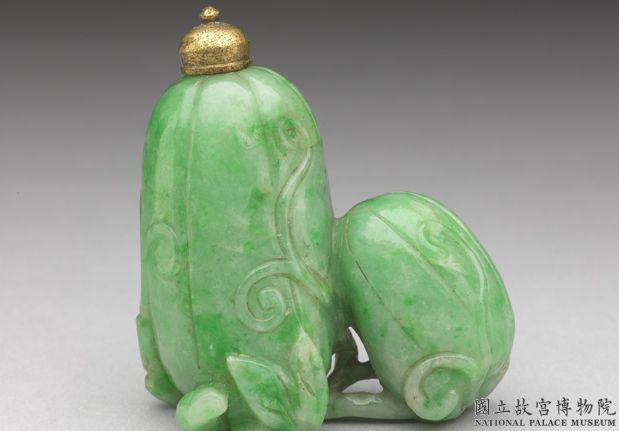 清 十八/十九世紀  翠玉雙瓜鼻煙壺